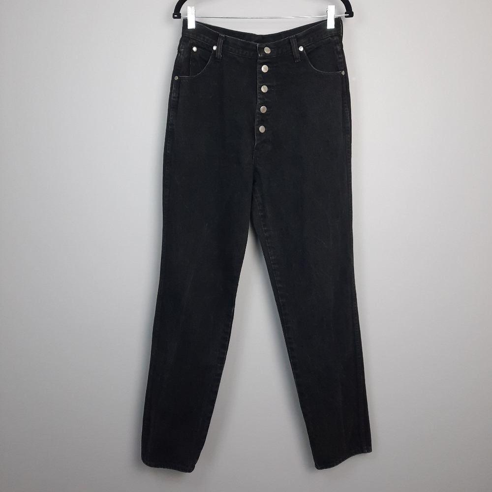 Wrangler TALL Vintage 90s Black Button Fly Ultra High Rise Jeans size 15/16